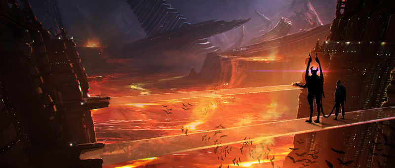 Illustration for article titled Gorgeous Concept Art of the Fiery Alien Planet From Syfy's Childhood's End